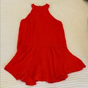 Red Halter Neck Flowy Dress